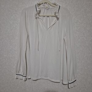 Boden Cream Blouse with Black Trim...size:14